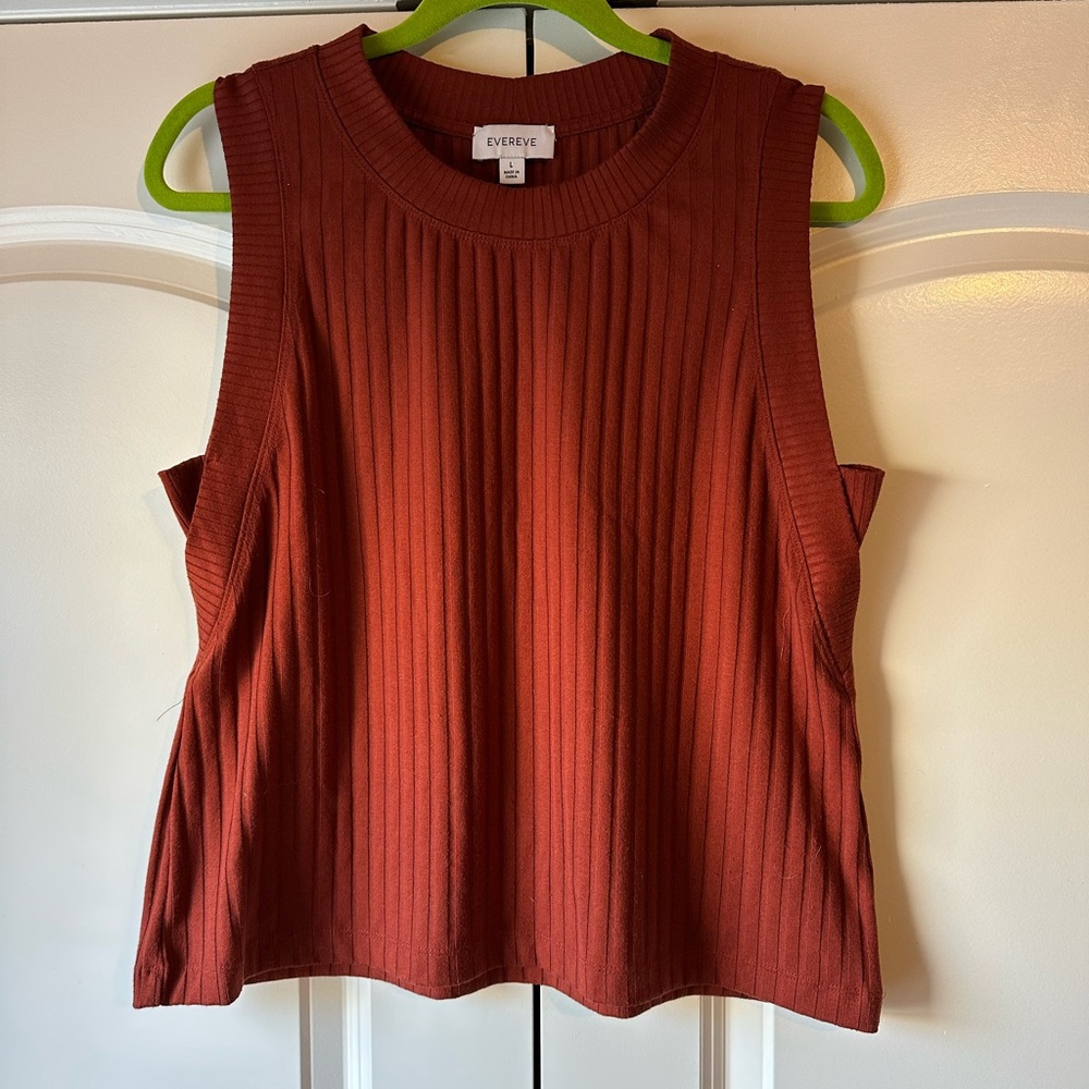Evereve Orange Ribbed Sleeveless Muscle Tee